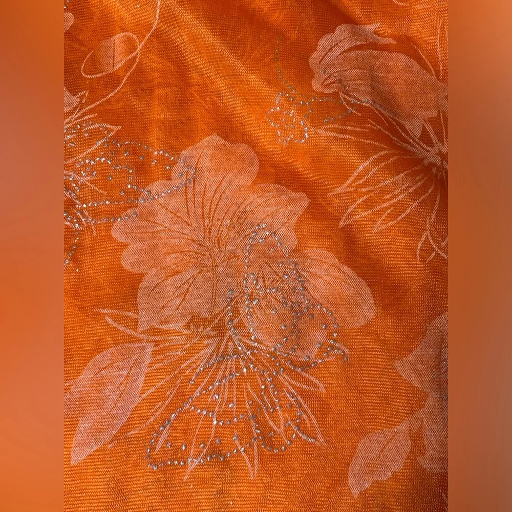 2 beautiful orange scarves‎ bundled. One with beading, then other with sparkle.